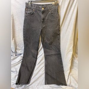 Zara Jeans Womens 6 Black Wide Leg Pants High Rise Denim Cotton